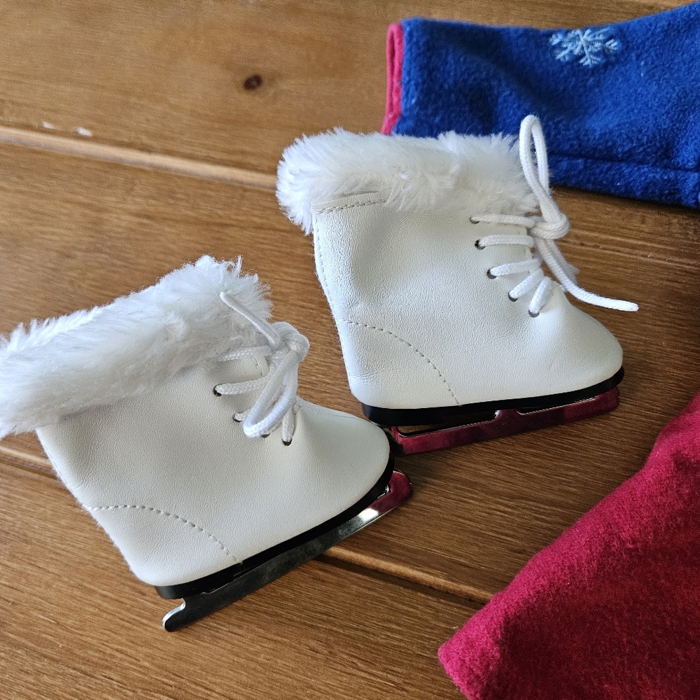 American Girl Doll Molly's Ice Skating Outfit Skates Earmuffs - Picture 7 of 10